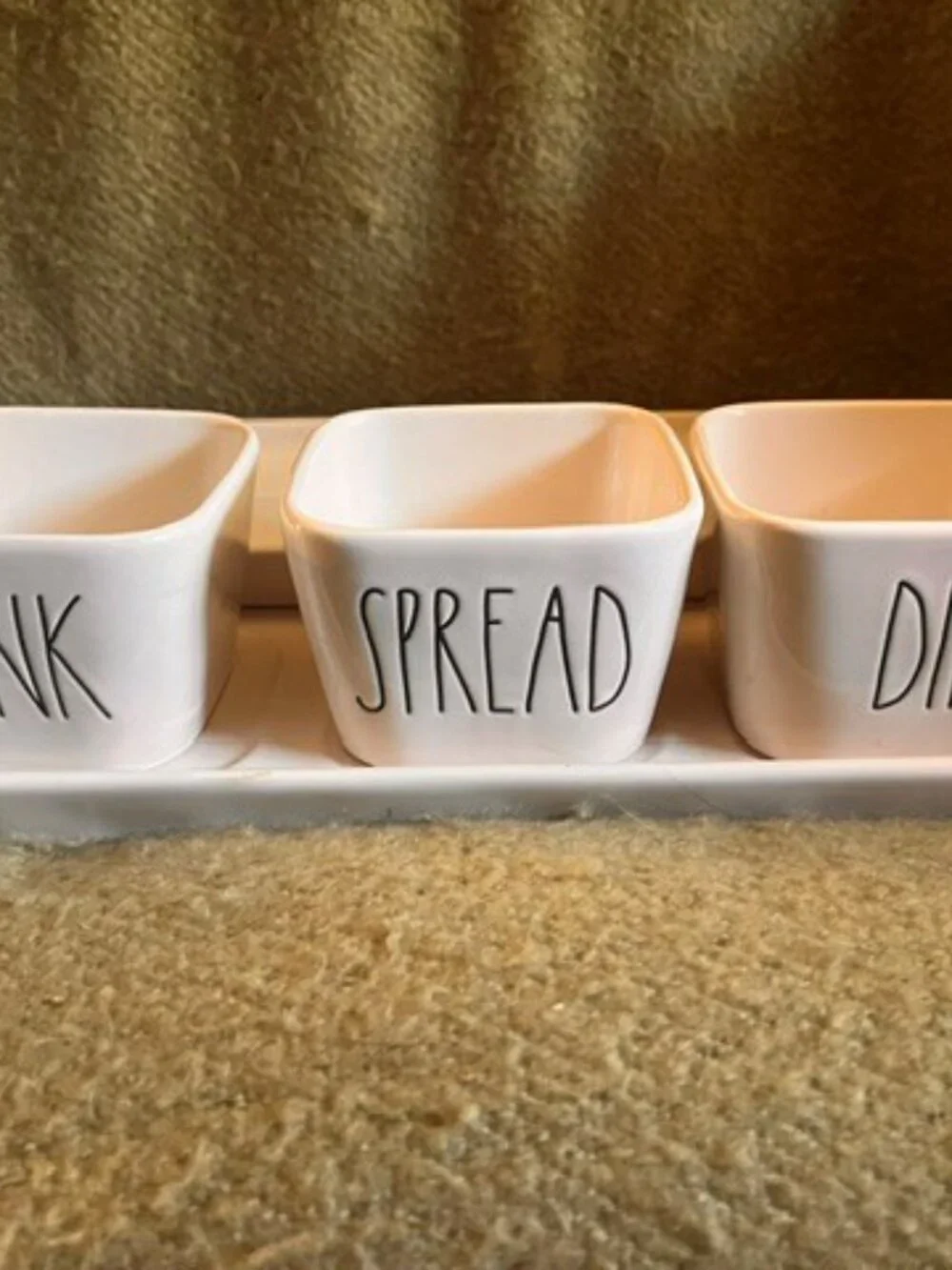 Rae Dunn Serving Tray & Dunk/Spread/Dip Bowl Set - New